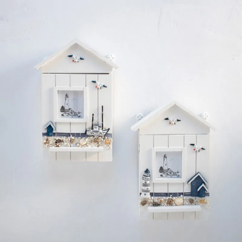 Настенный твердый деревянный ящик под ключи в средиземноморском стиле шкаф для