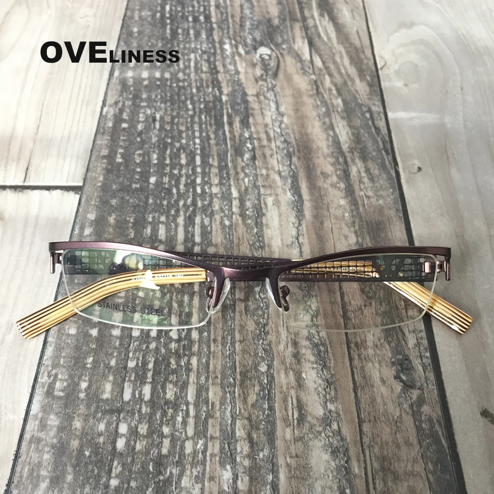 Оптическая оправа для очков из сплава мужские очки по рецепту Полуободковые