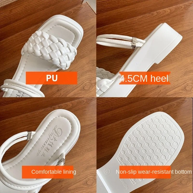 

Summer Woven Slippers Women's Platform SandalsTwo Ways To Wear ShoesOutdoor Leisure SlippersFashion Shoes