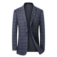 brand clothing fashion new mens casual boutique double buckle suit male slim business plaid dress jacket blazer coat s 3xl