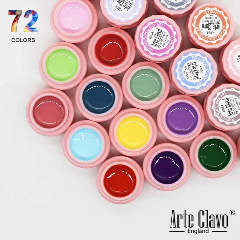 

Arte Clavo 72 Colors Gel Paint Ink Nail Art Design Drawing Gel UV LED Soak Off UV Glitter Rainbow Painting Gel Nail Polish