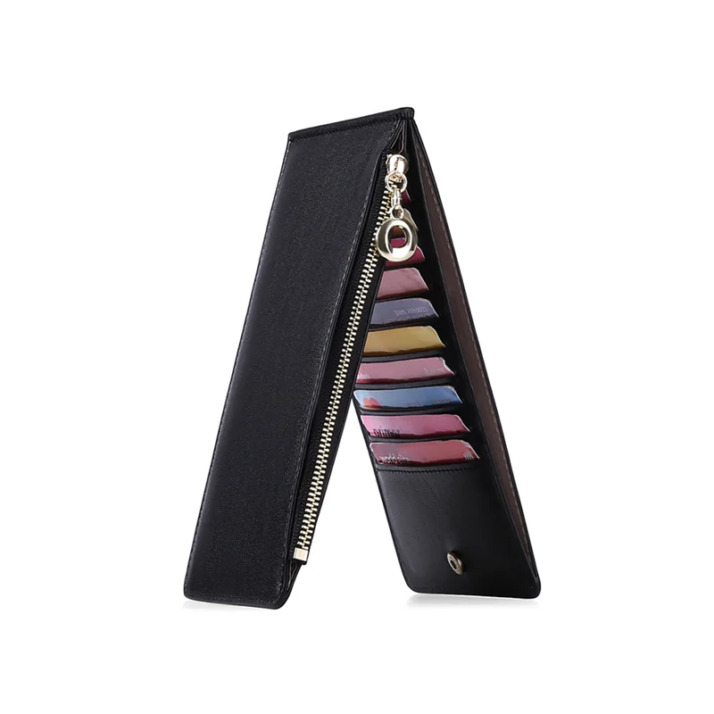 Вместительный женский кожаный кошелек с RFID-защитой для хранения нескольких карт