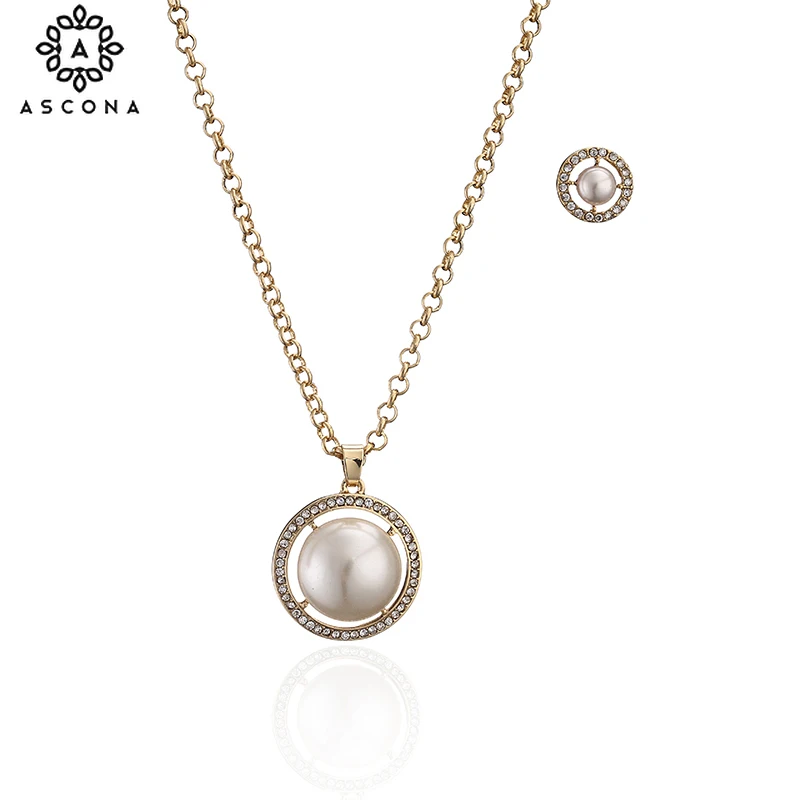 

Ascona 2021 New Zinc Alloy Necklace Pendant Sweet and Romantic Style Glass Pearl Inlay
