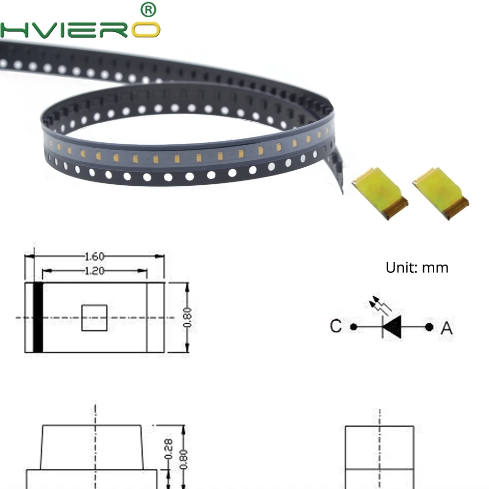 1000 шт. 0603 SMD SMT светодиодный чип в ассортименте 20 ма синий красный белый зеленый