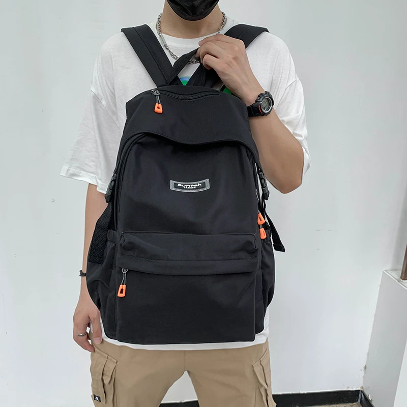 

Big Storage Leisure Travel Backpack Bag 2021 Waterproof Nylon Rucksack Bag Solid Color Zipper Closure Simple Business Laptop Bag
