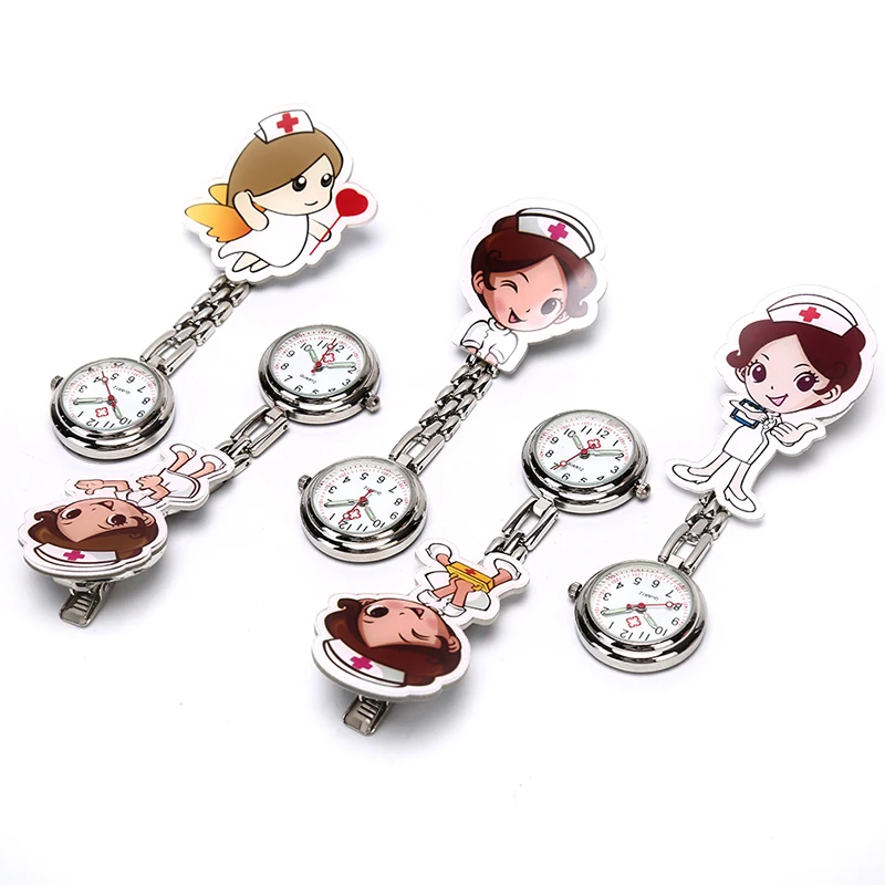 

1Pcs Fashion Beautiful Flower 3D Cartoon Animal Girls Ladies Women Nurse Watches Unisex Doctor Pocket Hang Clip Watches