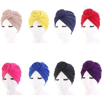 2021 hot female european and american popular donut turban cap pure color ball hat chemotherapy cap for spa bathroom bonnets 20