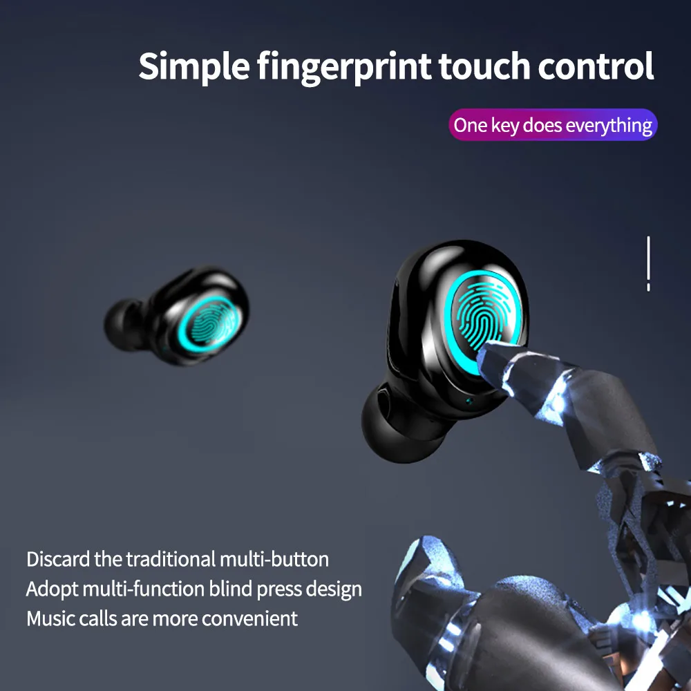 

Bluetooth V5.0 Headset Wireless Headset With Microphone Sports Waterproof Headset Wireless Charging With LED Digital Display