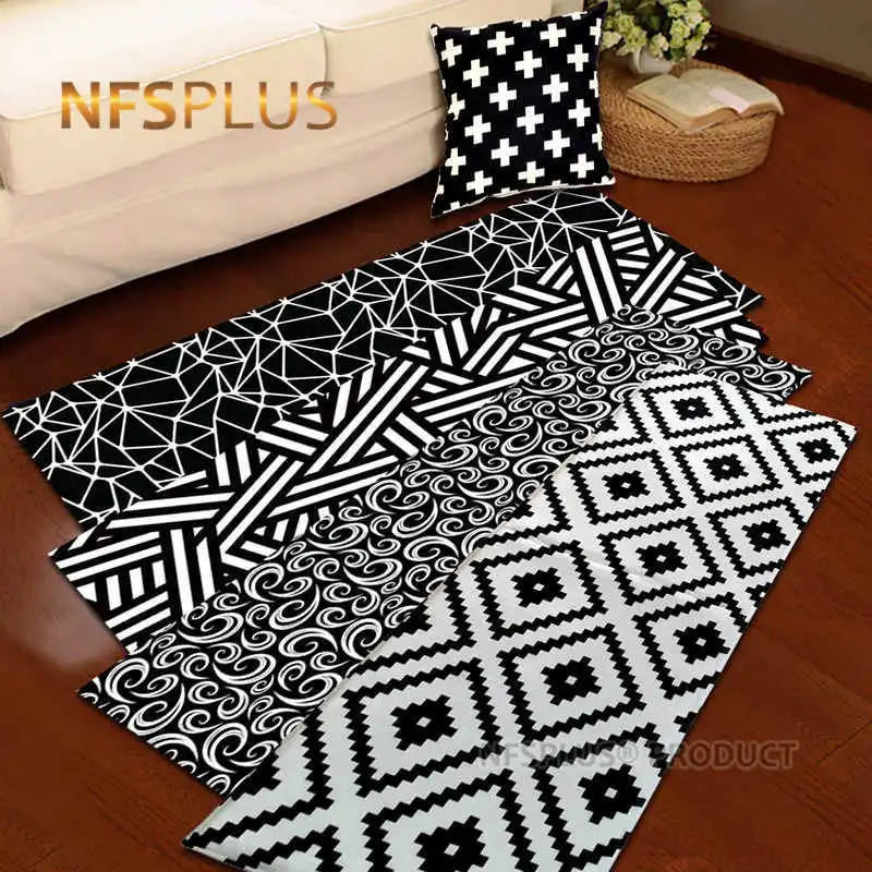 

Geometric Floor Mat Carpet 45x115cm Flannel Fabric Kitchen Rugs Bathroom Mats Home Decorative Indoor Door Mat Hallway Doormat
