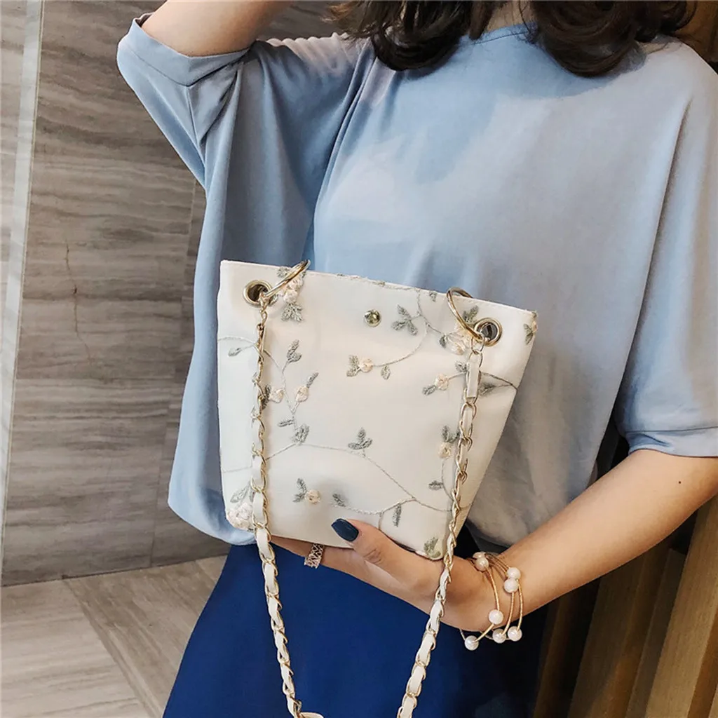 Женские сумки летняя пляжная кружевная сумка-ведро с вышивкой Дамская Большая