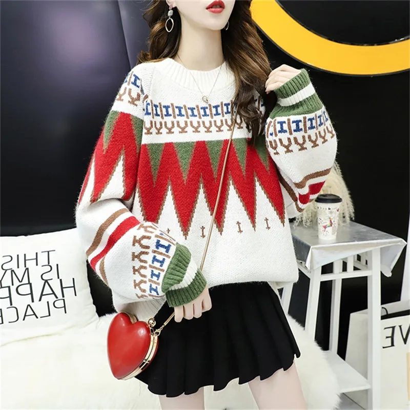 

College Style Short Sweater Women Thick Autumn And Winter Loose Outer Wear 2020 New Pullover Lantern Sleeve Bottoming Shirt C328