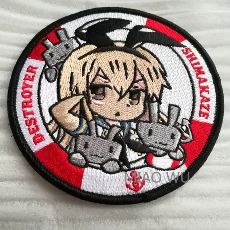 Аниме Kantai коллекция SHIMAKAZE патчи ткань вышивка эмблема сумка аппликация