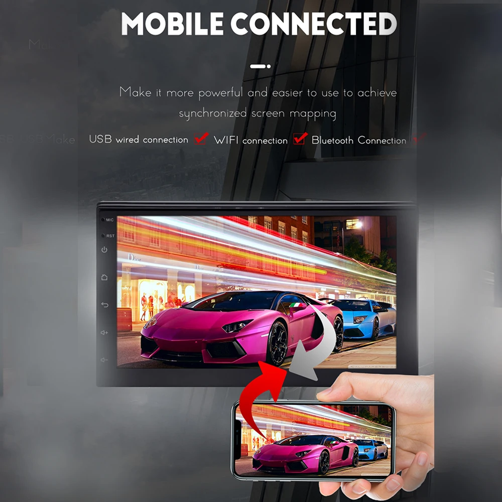 

GPS Navigation 2 Din Android 9.1/10 Car Wifi Bluetooth-compatible Multimedia Video Player 7" TFT Touch Screen Car MP5 Player