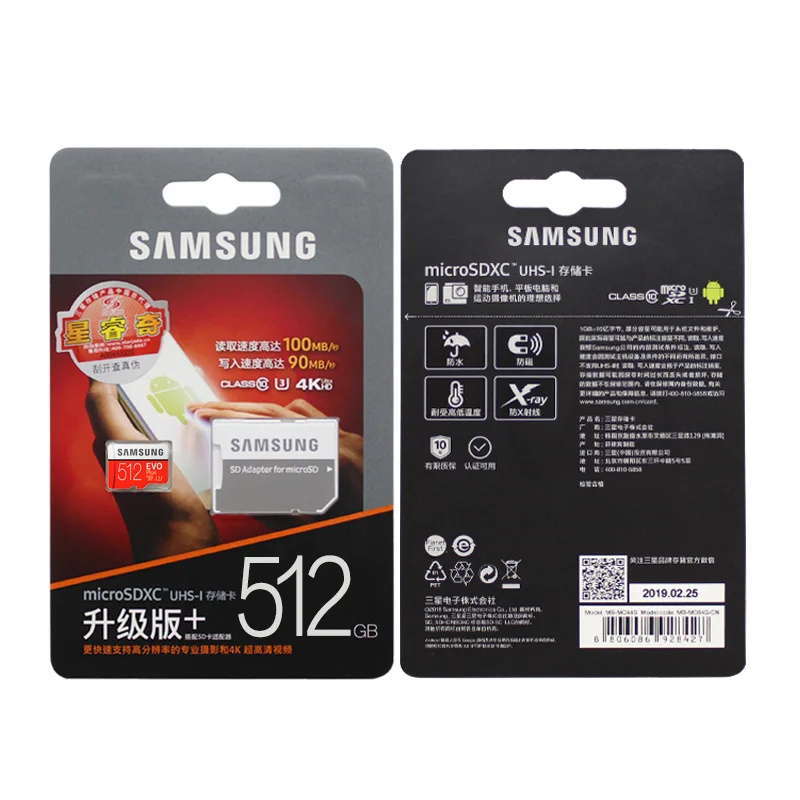Original SAMSUNG EVO Plus 512GB Micro SD Card U3 Flash Cards SDXC Max 100MB/s TF Card 512gb Trans Flash Card Memory Card