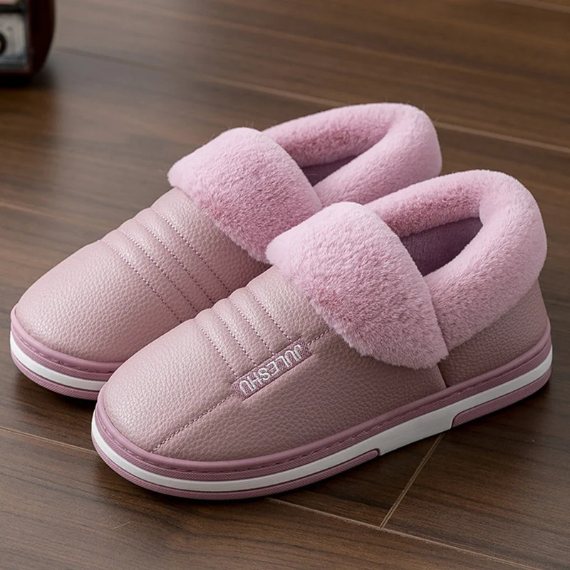 

Тапки женские/мужские зимние меховые, хлопковые меховые шлепанцы, Нескользящие, водонепроницаемые, домашние тапочки, сланцы