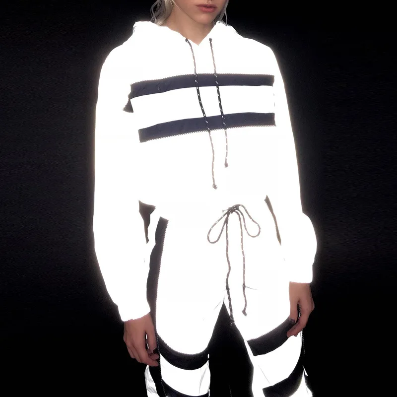 Модный светильник светоотражающий спортивный костюм Женская куртка укороченный