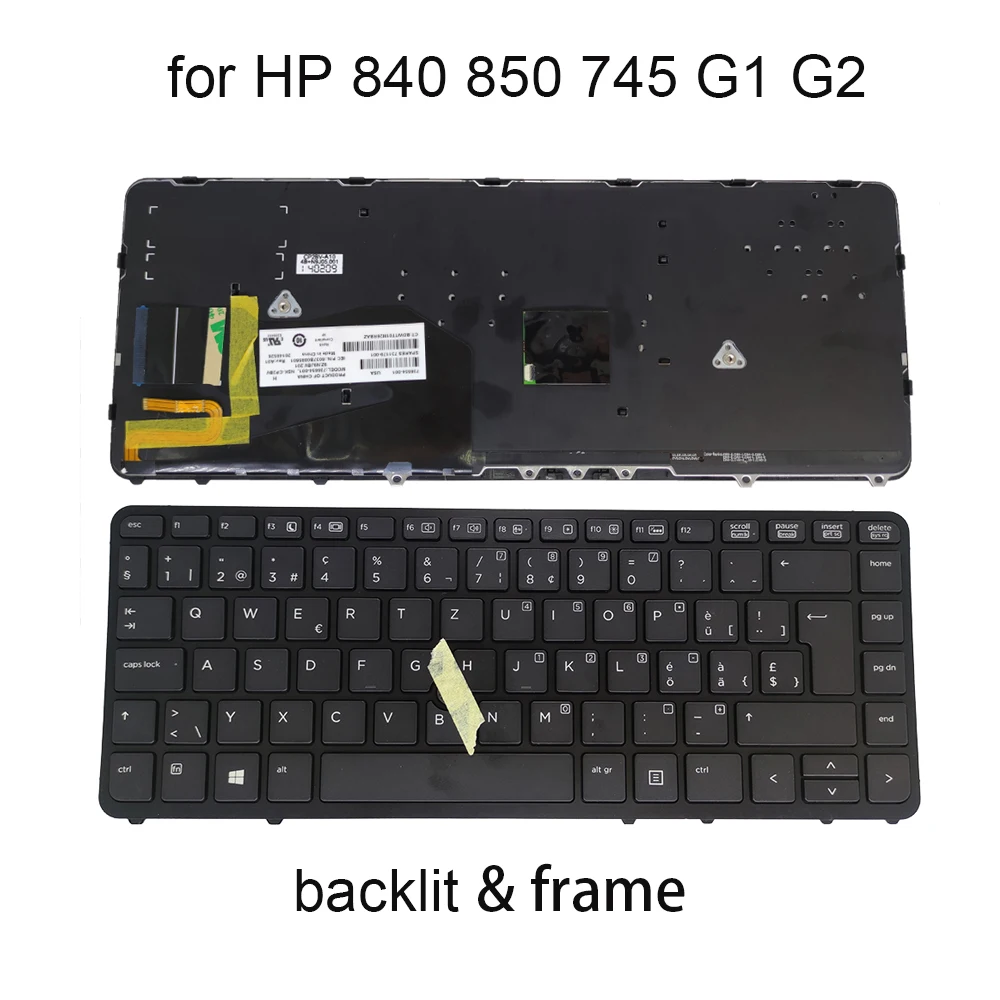 

Швейцарская клавиатура с подсветкой для ноутбука HP EliteBook 840 850 G1 G2 745 740 G1 G2 ZBook 14 736654 731179-001