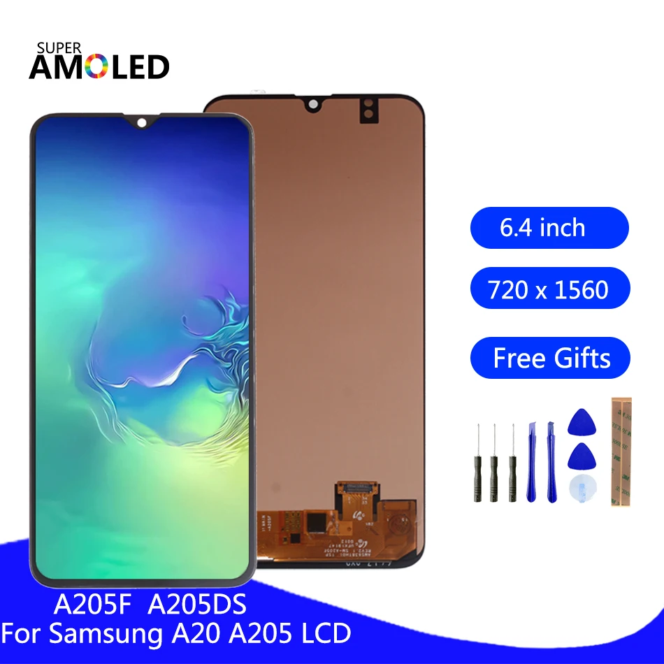 ЖК-дисплей Amoled для Samsung A20 A205 дисплей замены A205F с инструментами - купить по