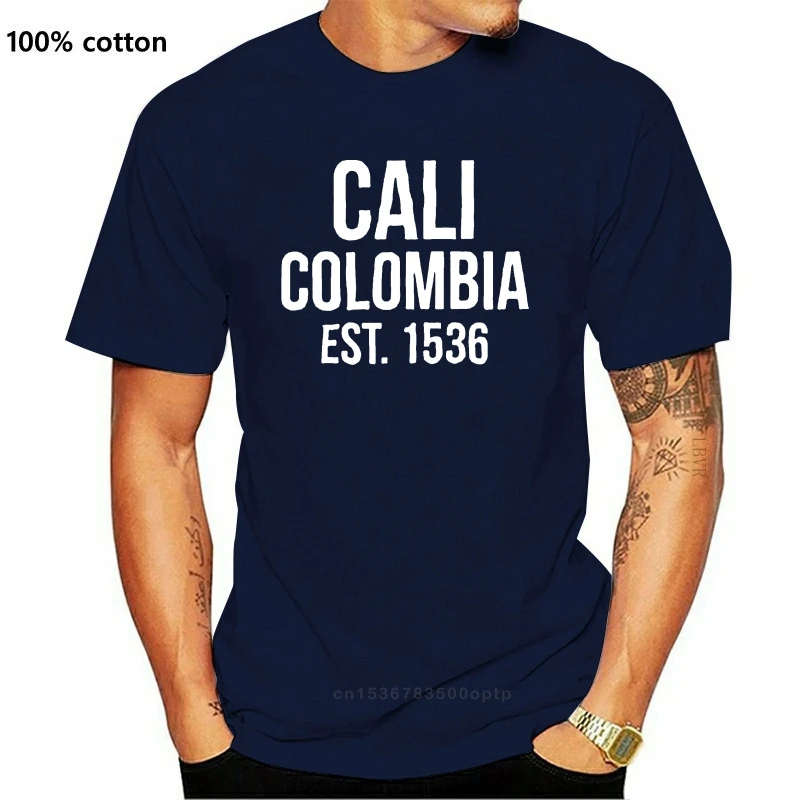 

Футболка Cali Est 1536, футболка в стиле Колумбия, бренд, Летний стиль, хлопковая Мужская уникальная уличная одежда, футболка