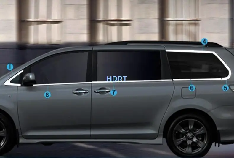 Фото Стеклянный колпачок из нержавеющей стали для Toyota Sienna 2013, 2014, 2015, 2016, 2018, 2019 №4