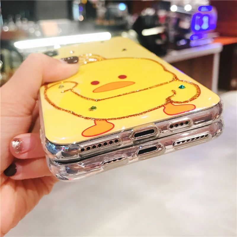Мягкий силиконовый чехол из ТПУ для iPhone 11 Pro Xs Max X XR 6 6s 7 8 Plus блестящий милый