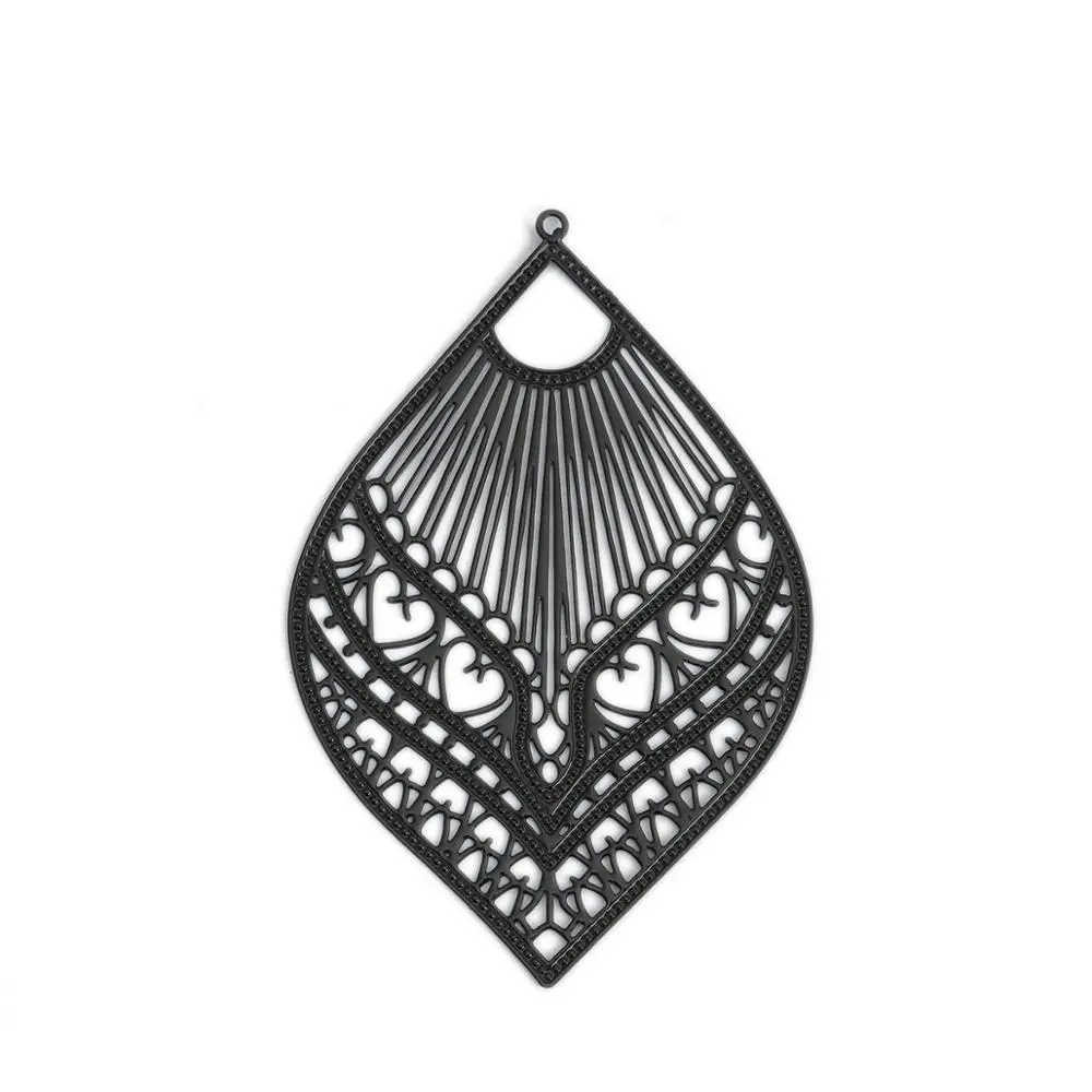 DoreenBeads Мода медные филигранные стемпинг Подвески черный/серый/фиолетовый перо DIY