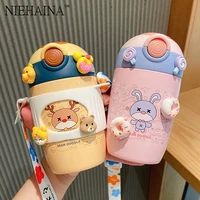 %ef%bc%88304 stainless steel high value childrens thermos cup cute portable straw cup portable messenger baby water bottle