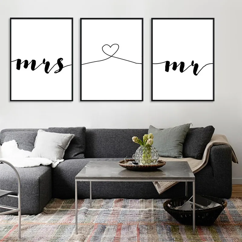 Кружки мистер и миссис любовь котировки плакат минималистичные настенные Арт