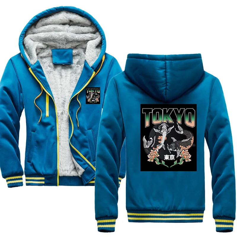

autumn Winter Thick Hoodies Male Tokyo Japanese Anime Casual Men's Sportswear Streetwear Sweatshirts Men Jackets