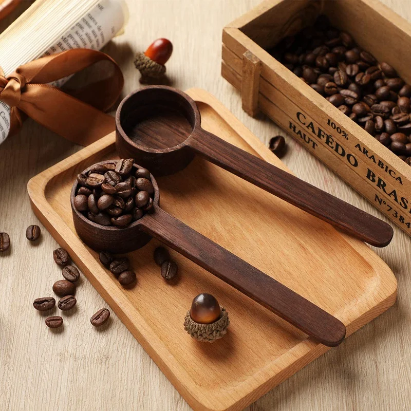 2 шт. длинная ручка кофе совок черный орех кофейная Ложка деревянная мерная