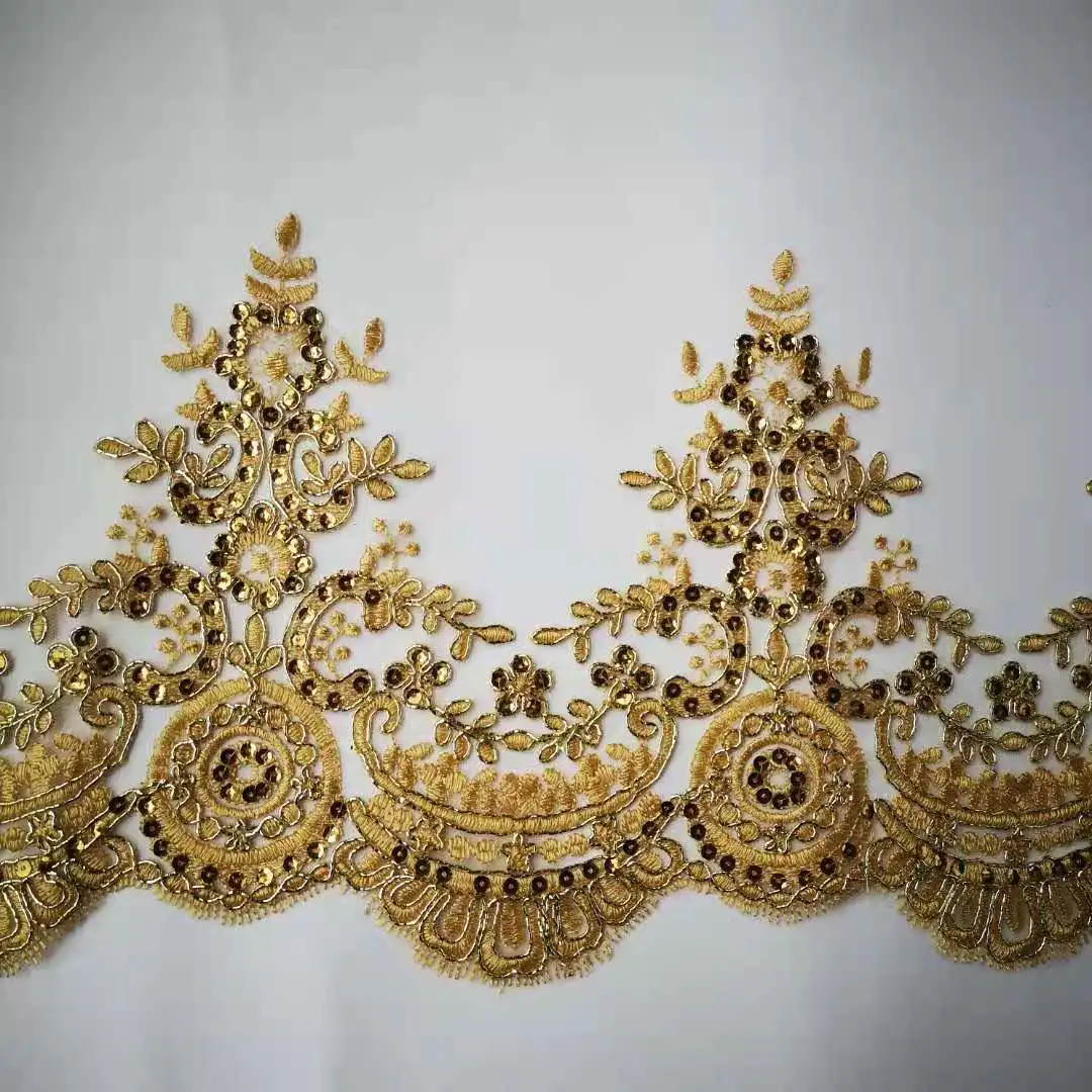 1 ярд 21 см в ширину золотые серебряные блестки край полиэстер вышивка кружевная