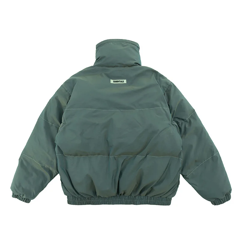 

Fgss men | 2021 autumn winter new fashion br colorful reflective green jacket thickened cotton clothing men's and women's