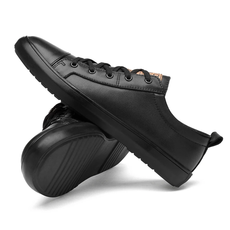 Кожаные удобные белые кроссовки на плоской подошве низкие шнуровке Мужская