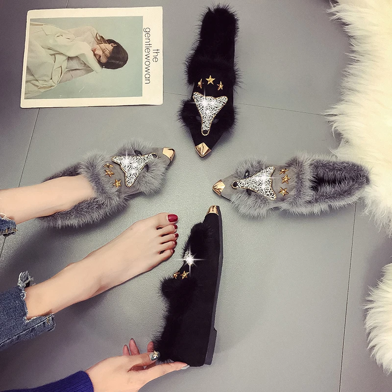 Зимние плюшевые теплые ботинки с рисунком лисы новые женские металлическим