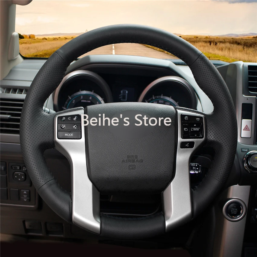 

Чехол рулевого колеса автомобиля Hand-stutc h on Wrap Cover украшение интерьера автомобиля для Toyota Land Cruiser Prado 2010-2015