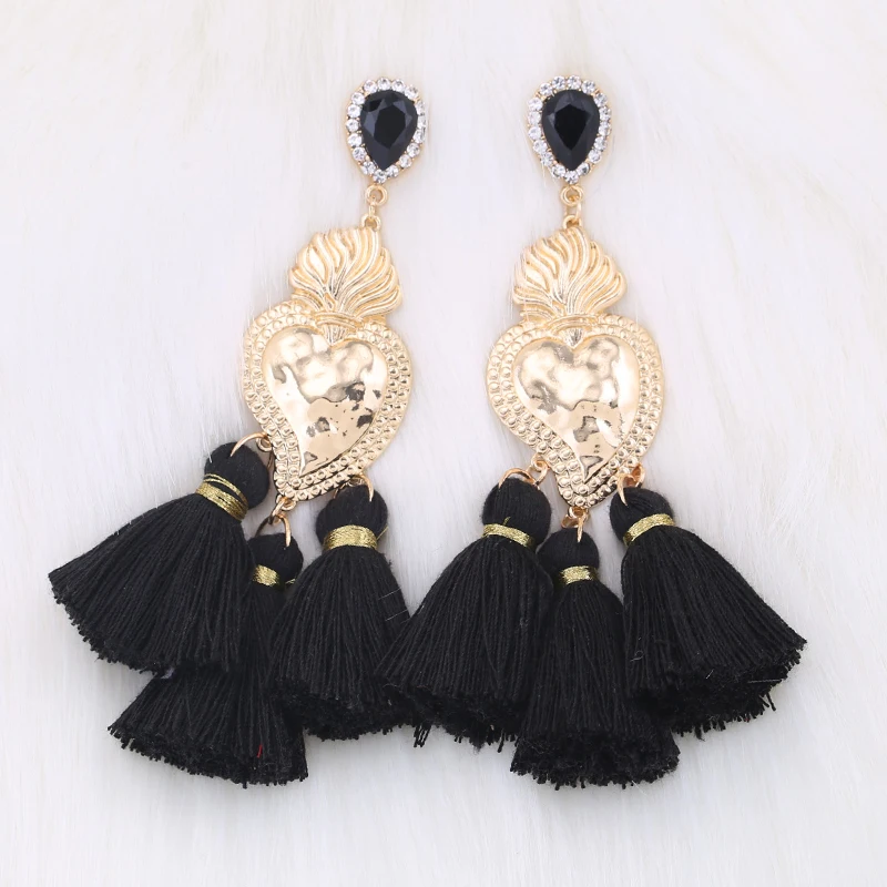 E1282 Black Sehuoran, серьги с кисточками в виде большого ангела для женщин, Эффектные серьги с кристаллами, модные ювелирные изделия Oorbellen Brincos - Окраска металла: E1282 Black