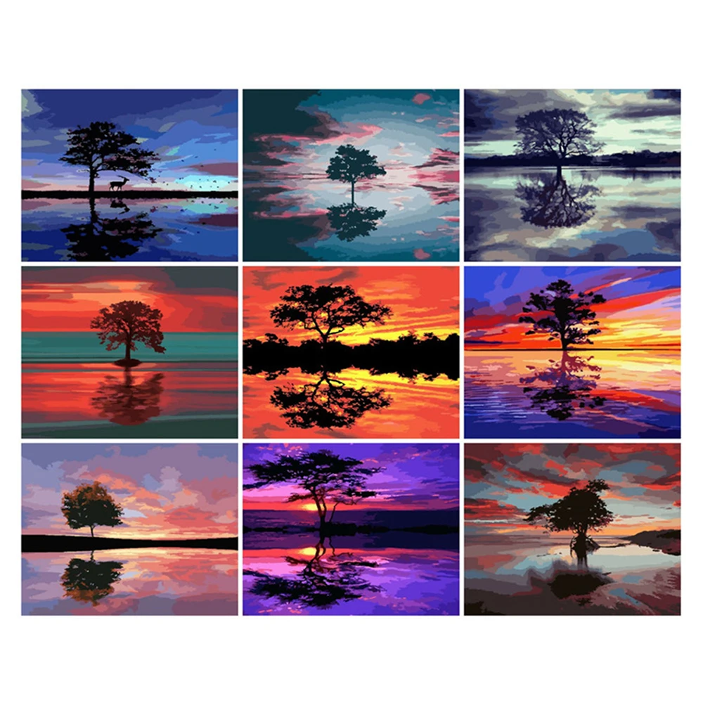 

Алмазная Картина размером холст, полноразмерная/круглая вышивка с узором «закат», 5D стразы, картина