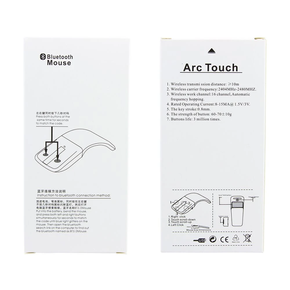 CHYI Arc Touch mouse складная беспроводная компьютерная мышь складные компьютерные игровые мыши ультра тонкие Mause с bluetooth-адаптером для портативных ПК