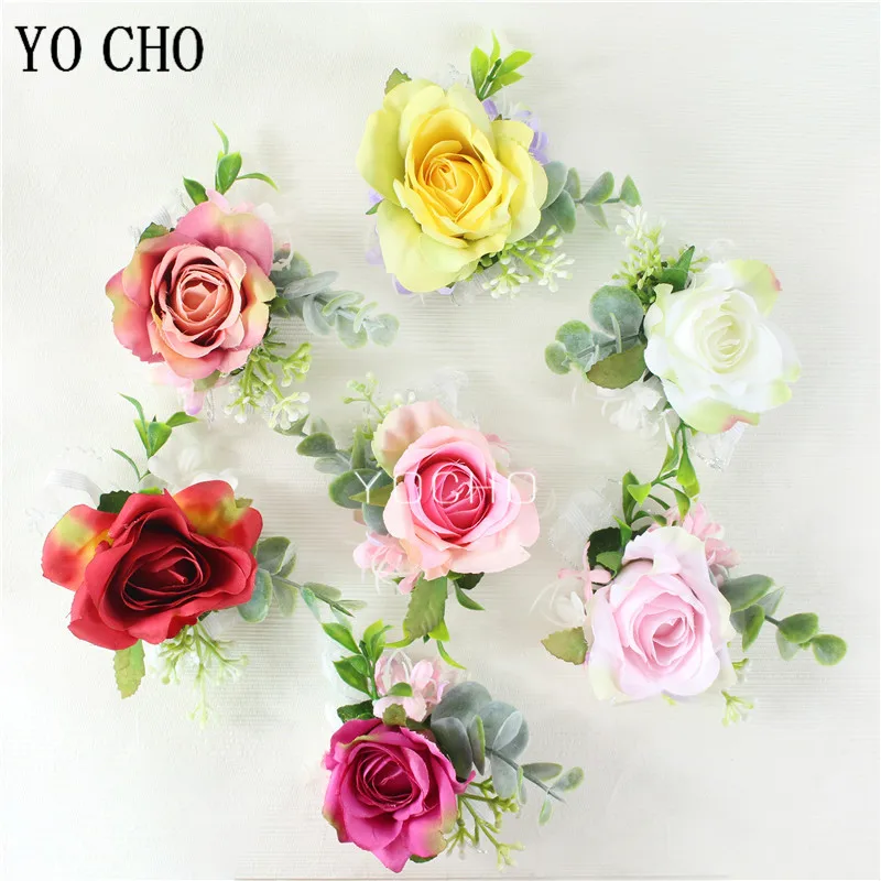 Шелковые розы искусственные цветы браслет на запястье для подружек невесты