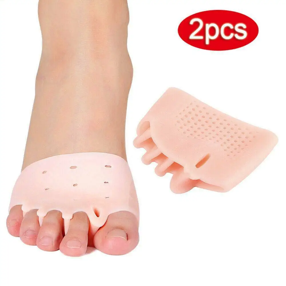 

2PC Five Holes Silicone Gel Bunion Toe Corrector Orthotics Straightener Pain Relief Toe Separator Correction Unisex