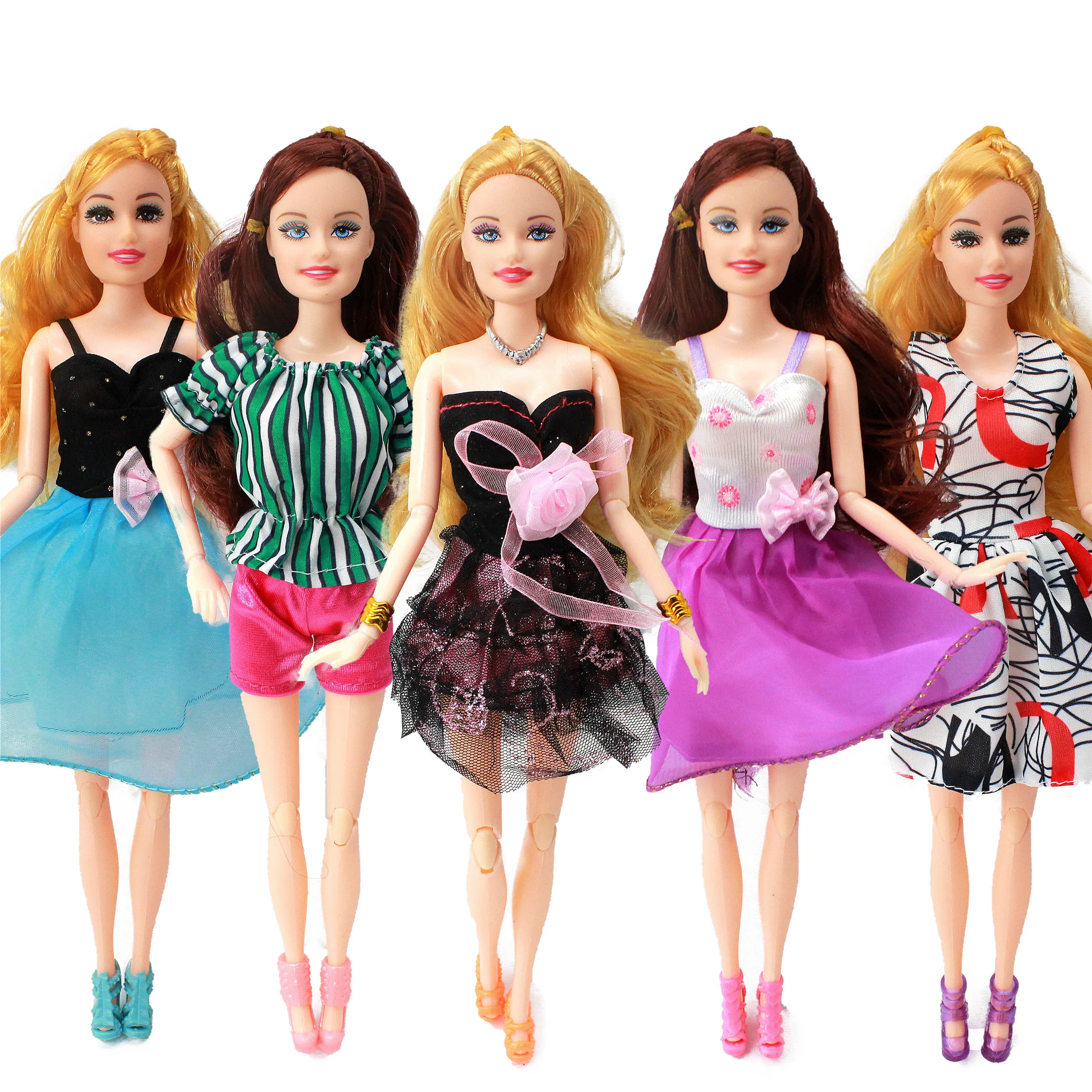 12 шт. = 5 комплектов одежды ручной работы для вечеринки модное платье смешанного