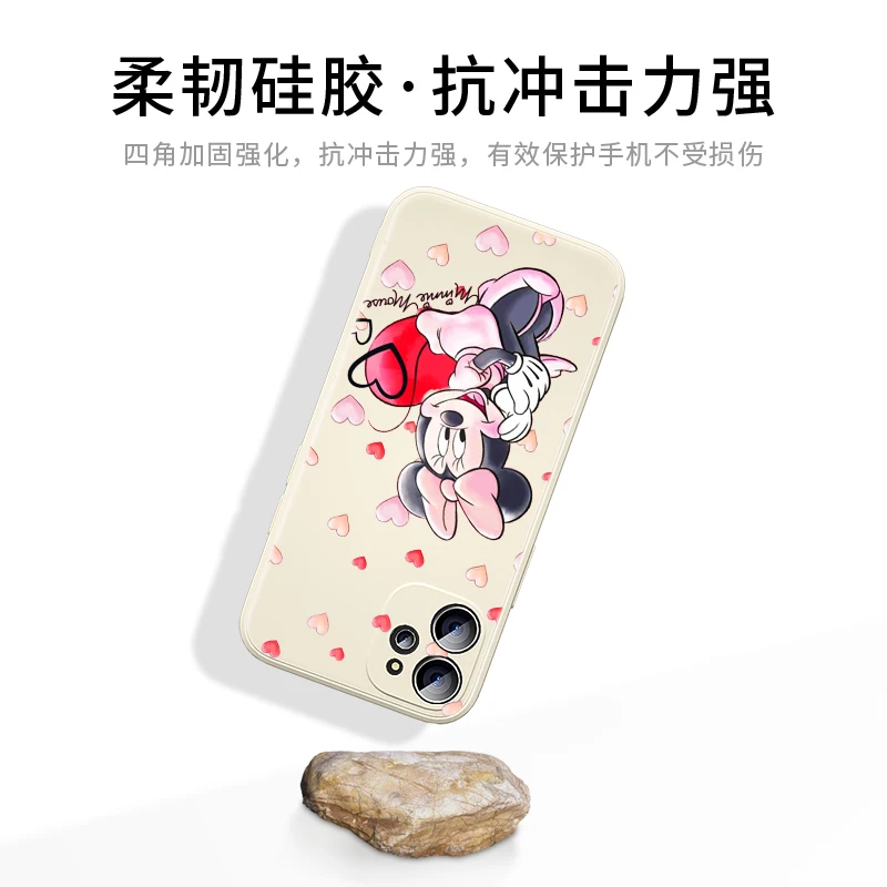 Pink Minnie Love Disney For Apple IPhone 13 12 Mini 11 Pro XS MAX XR X 8 7 6S SE Plus Liquid Silicone Soft Cover Phone Case