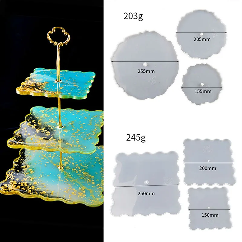 

Three Layer Epoxy Mold Set Fruit Dish Moldes Silicona Tea Tray Forma De Silicone Storage Cup Pad Moules Resine Epoxi For DIY Art