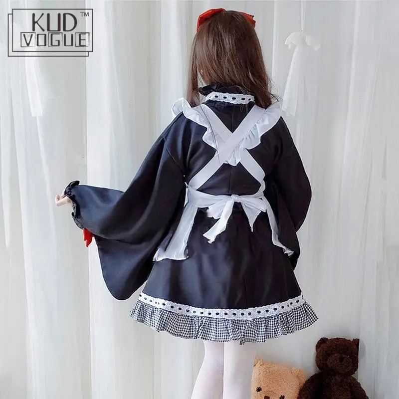 Кимоно, японское платье лолиты для девочек, Kawaii, аниме, вечерние платья горничной, Милая женская одежда, костюм ведьмы, костюм для косплея