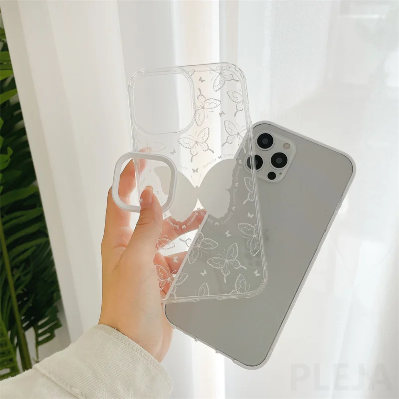 Милые чехлы для телефонов Три в одном с бабочками iPhone 12 11 Pro Max X XR XS 7 8 Plus Модный