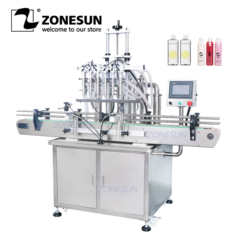

ZONESUN ZS-YT6T-6Y Automatic Pneumatic Filling Machine Fruit Juice Soap Liquid Cosmetic Detergent 2/4/6Heads Bottle Filler