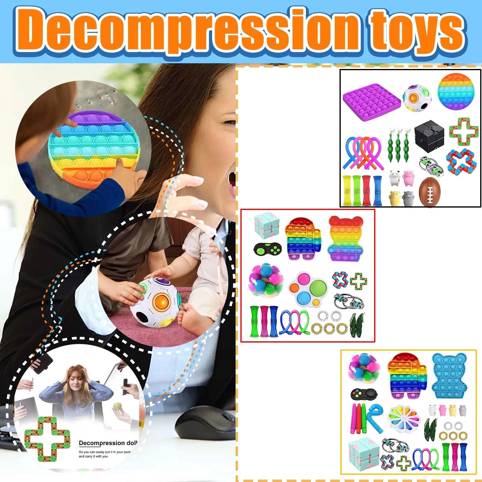 

Набор антистрессовых игрушек, мраморный игрушечный набор для снятия стресса, для взрослых и девочек, сенсорный антистрессовый набор, Поп Ит