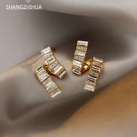 design luxury zircon geometry gold earrings 2021 for woman korean fashion jewelry wedding party girls unusual earrings