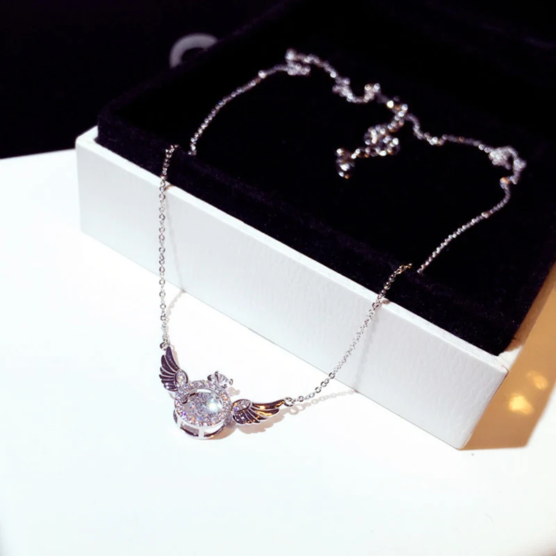 2020 Hot Fashion Super Shine Zircon Angle Wing Necklace for Women Luxury Rhinestone Stylish Choker Kolye Feminia Bijoux Gift | Украшения и