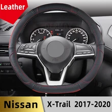 for Nissan X-Trail T32 2017 2018 2019 2020 X-Trail T32 Genuine Leather Car Steering Wheel Cover Cowhide Durable Auto Accessories